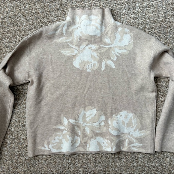 Joie Beige Floral Mock Neck Sweater - Cream Rose Pattern - Picture 11 of 11